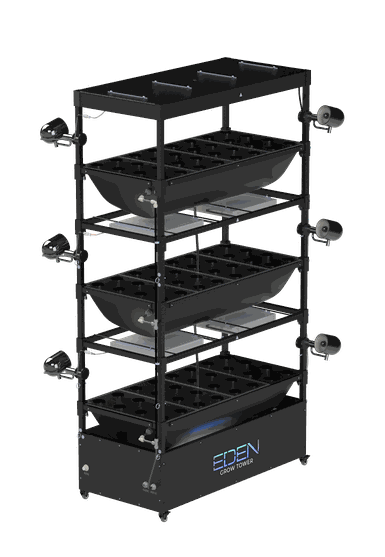 Eden Grow Systems ET 300 black triple deck grow tower.