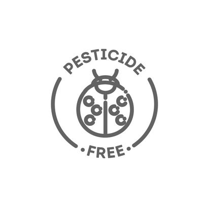 Bug with circle reading pesticide free around it.