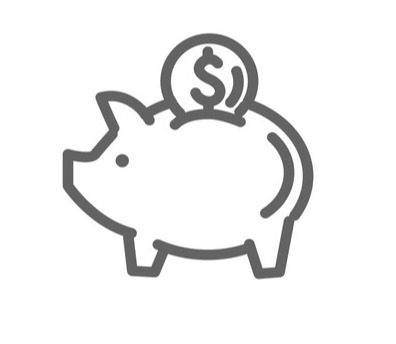 Icon of coin entering piggy bank.